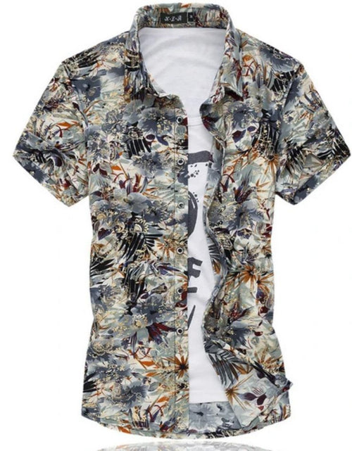 Load image into Gallery viewer, Mens Artistic Print Button Front Short Sleeve Shirt
