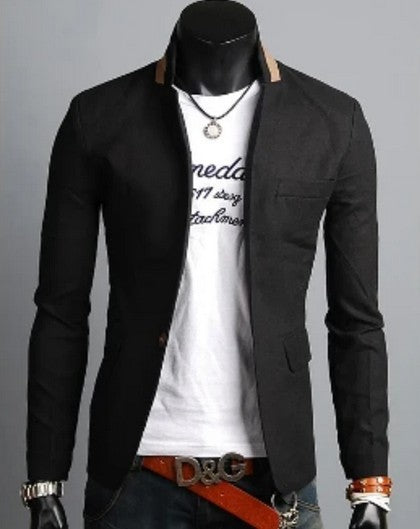 Mens Stand Collar Casual Blazer